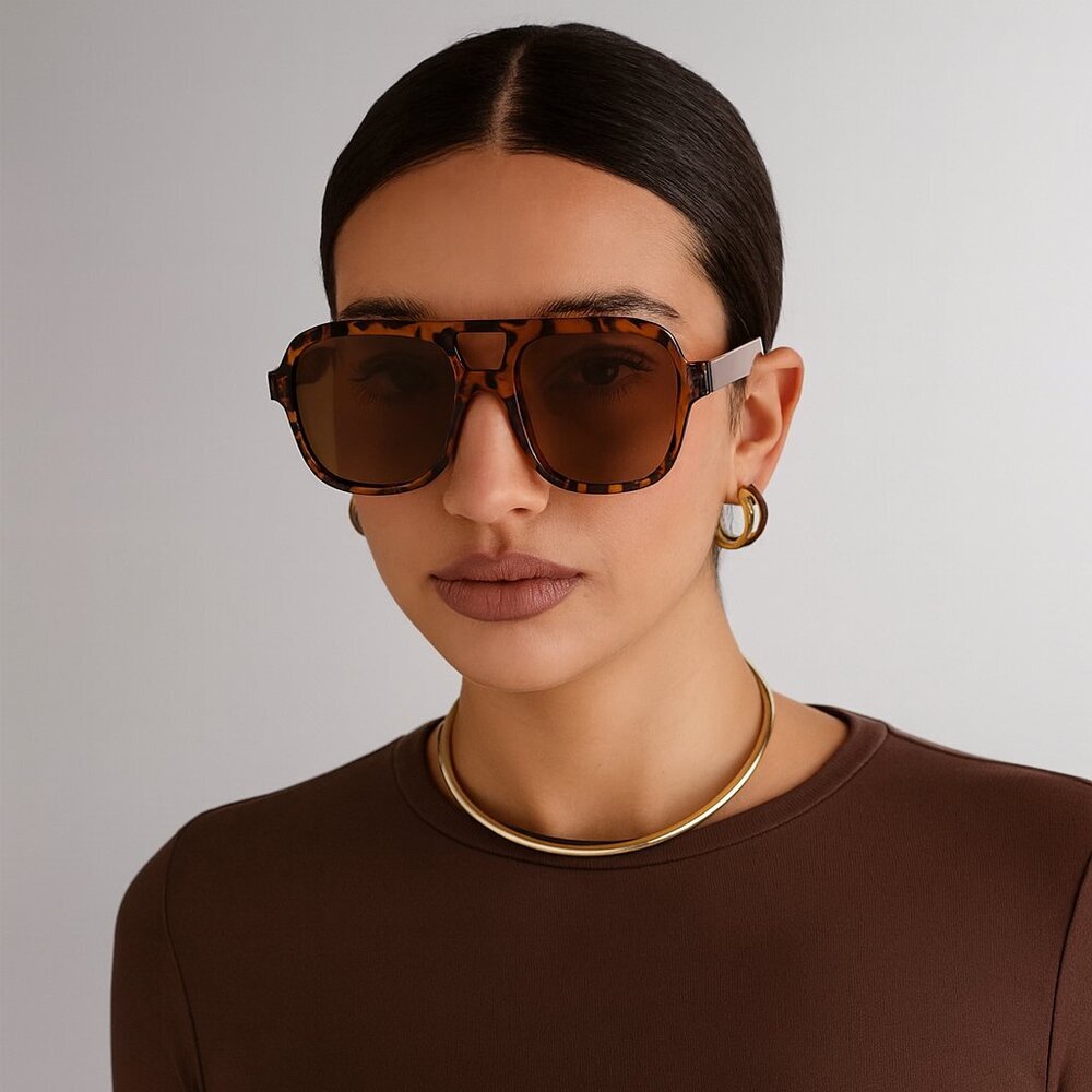NEW Aire Whirlpool Dark Tort Brown Gradient Oversized Aviator Sunglasses - NWOT